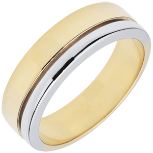 Bi-colour Gold Diamond Olympia Wedding Band - Large Model - 18 carats