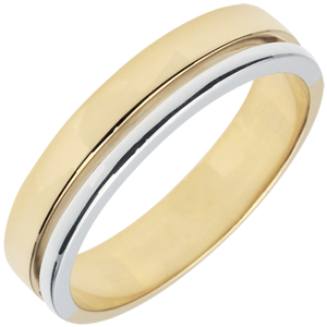 Bi-colour Gold Olympia Wedding Band - Medium Model - 18 carats