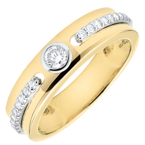Bague Solitaire Promesse - or jaune 9 carats et diamants