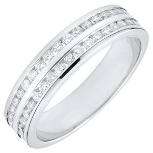 Alliance or blanc 18 carats semi pavée - serti rail 2 rangs - 0.38 carats - 42 diamants