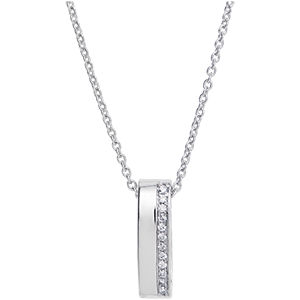 Cartoucha pendant - 9K white gold and diamonds