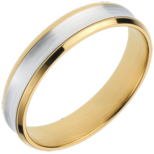 White and Yellow Gold Dandy Ring - 4mm