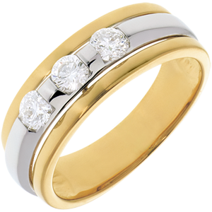 The Eclipse - Three stone Trilogy - yellow gold-white gold - 0.44 carat - 3diamonds