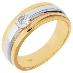 Solitaire Eclipse - diamant 0.27 carats - or blanc et or jaune 18 carats