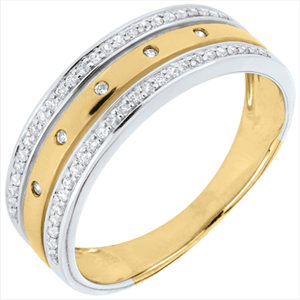 Anneau Féérie - Couronne d'Étoiles - grand modèle - or blanc et or jaune 18 carats