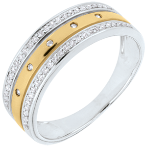 Ring Enchantment - Crown of Stars - large model - yellow gold, white gold and diamonds - 9 carat