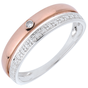Pretty Wedding Ring - Pink gold and White gold - 9 carats