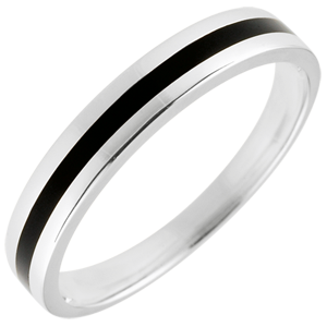 Wedding Ring gold Men - Clair Obscure - One line - white gold and black lacquer - 18 carat