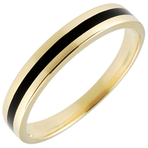 Wedding Ring gold Men - Clair Obscure - One line - yellow gold and black lacquer - 9 carat