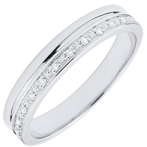 Elegance Wedding ring - White Gold and Diamonds - 9 carats