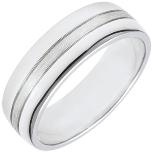 Verighetă Star - Model mare - aur alb cu aspect periat de 18K