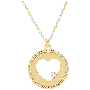 Colier Prospețime - Inimă absolută - aur galben de 9 carate și diamante