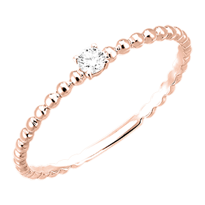 Inel Prospețime - Solitaire Bule Rotunde - aur roz de 9 carate și diamante