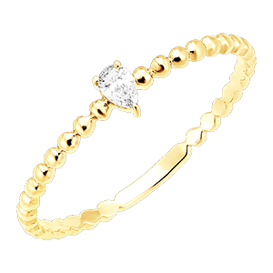 Inel Prospețime - Solitaire Bule Pară - aur galben de 9 carate și diamante