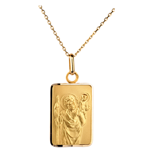 Prostokątny medalik z św. Krzysztofem - złoto żółte 18-karatowe