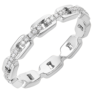 Orient Gaze Ring - Cuban Link Diamonds - white gold 9 carats and diamonds
