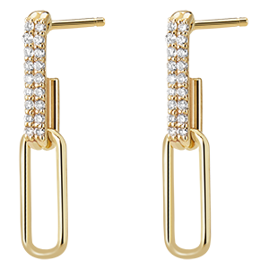 Regard d'Orient Drop Earrings - Pia - 2 Links - 18 carat yellow gold and diamonds