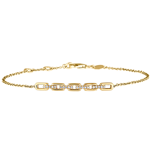 Orient Gaze Bracelet - Cuban Link - yellow gold 9 carats and diamonds