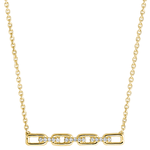 Orient Gaze Necklace - Cuban Link - yellow gold 9 carats and diamonds