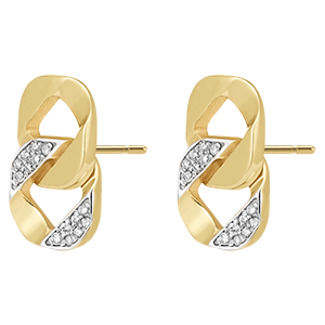 Boucles d'oreilles Regard d'Orient puces - Lia - or jaune 9 carats et diamants