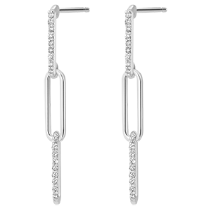 Regard d'Orient Drop Earrings - Pia - 3 Links - 18 carat white gold and diamonds