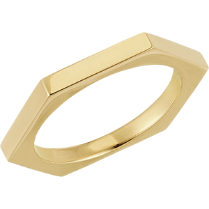 Anillo Hexágonal para hombre - oro amarillo de 18 quilates