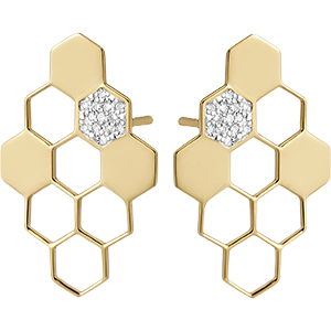 Boucles d'Oreilles Révélation - or jaune 9 carats et diamants