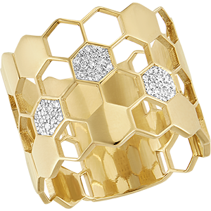 Maxi Revelation Ring - 18-carat yellow gold and diamonds.