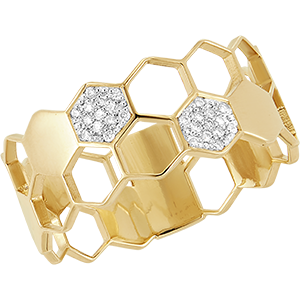 Ring Openbaring Mini - 9-karaats geelgoud en diamanten