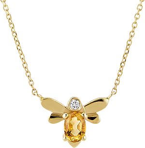 Halskette Pop-Biene - Gelbgold, 9 Karat , Diamant und Citrin