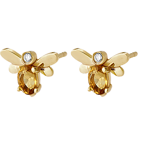 Bee Pop Earrings - 18-carat yellow gold, diamonds, and citrine.