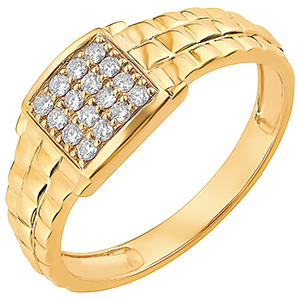 Ring Chiaroscuro - Mazen Zegelring - 18 karaat geelgoud en diamanten