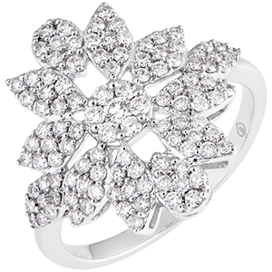 Ring Destiny - Winterbloem - wit goud 9 karaat en diamanten