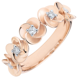 Ring Eclosion - Roses Crown - pink gold and diamonds - 18 carats