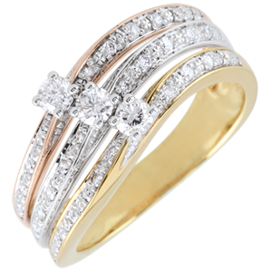 Ring Great Saturn Trilogy - three golds - 0.372 carat - 18 carat