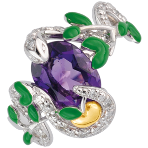 Ring Imaginary Walk - Eden's Snake Ring - Silver, diamonds and fine stones