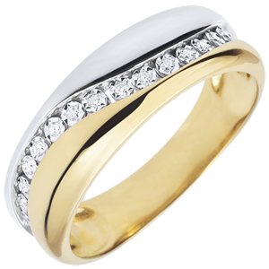 Ring Love - Multi-diamond - white and yellow gold - 9 carats