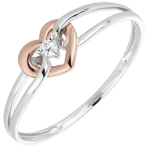Ring My Love - 18 karaat witgoud en roségoud met diamant