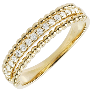 Ring Salty Flower - two rings - yellow gold - 9 carat