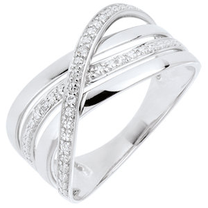 Ring Saturn Quadri - white gold - diamonds - 9 carat