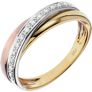 Ring Saturnus Diamant - 3 goudkleuren - 18 karaat