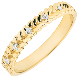 Ring Verzauberter Garten - Diamant Flechtwerk - Gelbgold - 18 Karat