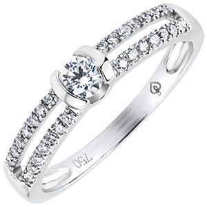 Ring Zauberwelt - Edle Verlobung - 9 Karat Weißgold und Diamanten