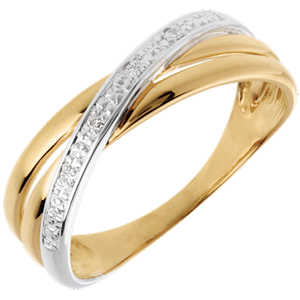 Ring Saturnduett Variation - Gelbgold - 4 Diamanten