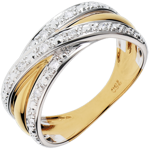 Ring Saturn Illusion - Weißgold, Gelbgold - 13 Diamanten