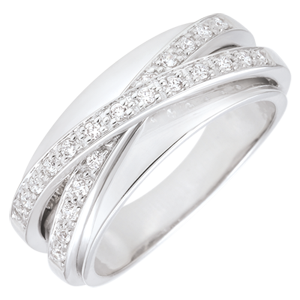 Ring Saturn Mirror - white gold - 23 diamonds - 9 carat