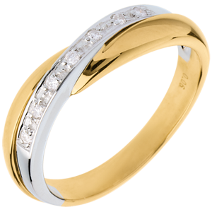 Yellow gold Miria Wedding ring -White gold pavement setting - 7 diamonds - 18 carats
