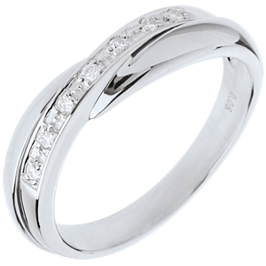 White gold wedding Ring - 7 diamonds - 18 carats
