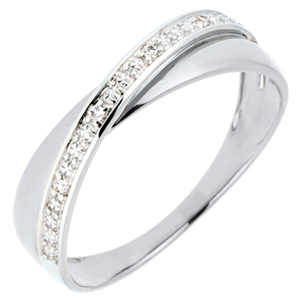 Alliance Saturne Duo - diamants - or blanc 9 carats