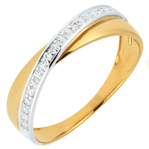 Saturn Duo Wedding Ring - diamonds - Yellow and White gold - 9 carat